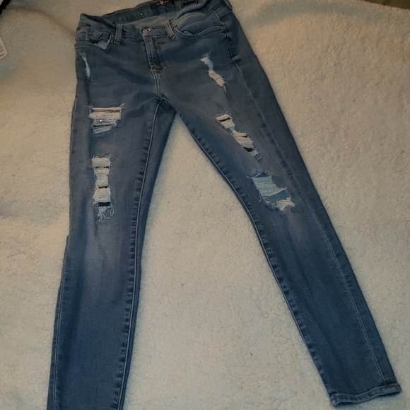 7FAMK 7 for all mankind Destroyed Sequin Skinny 0 - Picture 5 of 8